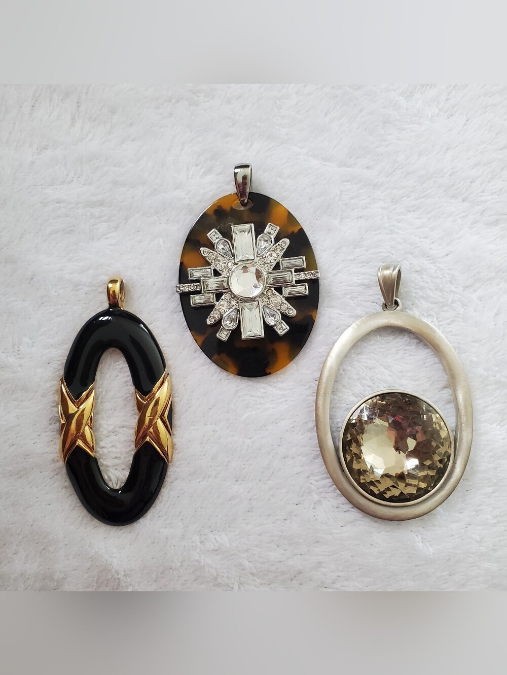 Mixed Metal & Resin Pendant Set - Black, Tortoiseshell, Silver & Gold Tones